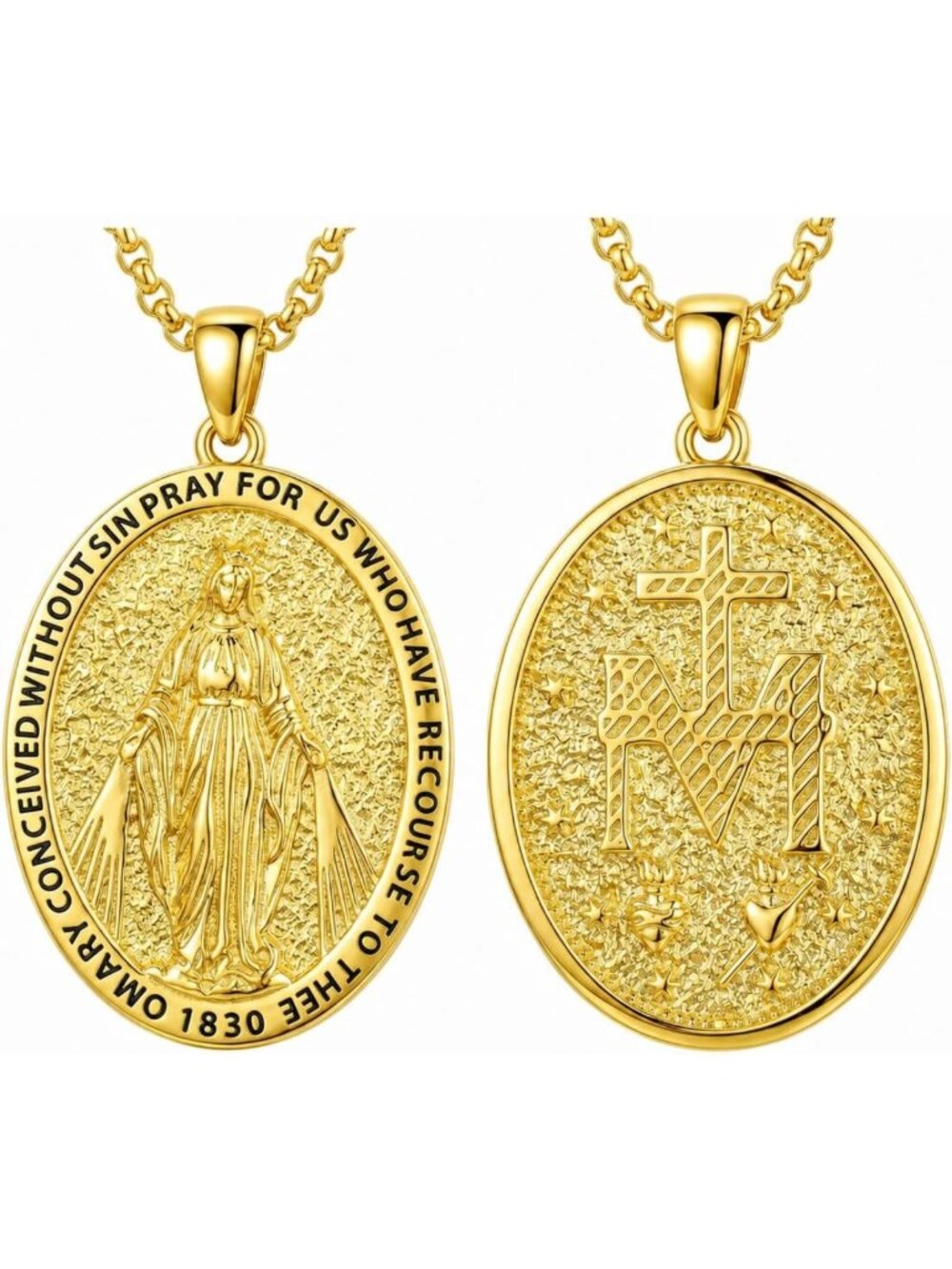 Elegant 18K Gold Patron Saint Necklace | Christian Pendant Medal Jewelry Gift